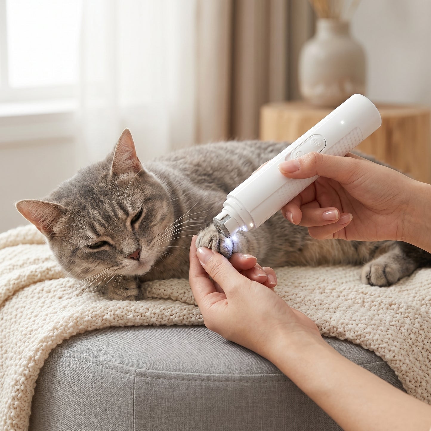 Lima Eléctrica para Uñas de Perros y Gatos con Luz LED | Recargable y Silenciosa